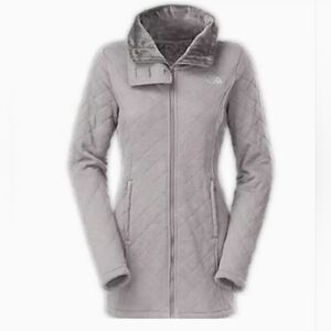 The North Face Jacket Caroluna Small Gray Quilted Fleece Button Neck